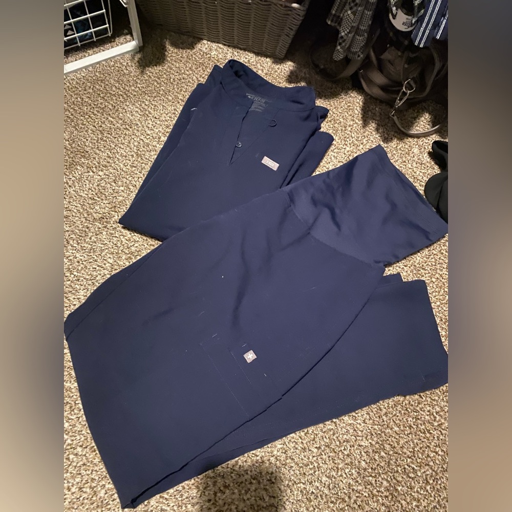 Figs Maternity Scrub Set Small Pants, XS top Navy